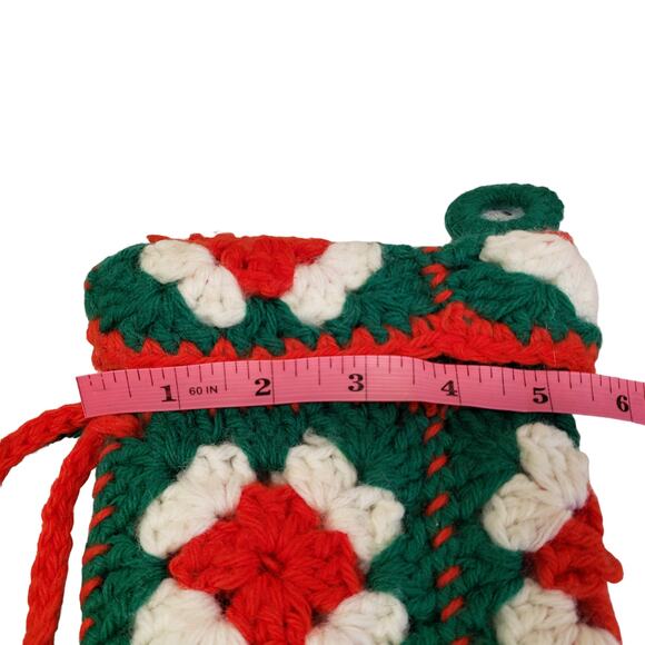 Crocheted Christmas Stocking Granny Square Handmade Vintage Christmas Stocking - Picture 9 of 10